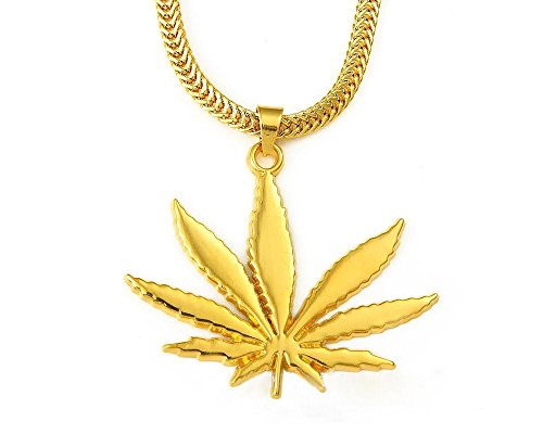 Hip-Hop-18K-Gold-Plated-Marijuana-Leaf-Pendant-Necklace-24-Chain-0