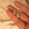 Marijuana Leaf Crystal Stud Earrings - Image 4