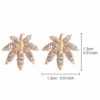 Marijuana Leaf Crystal Stud Earrings - Image 8
